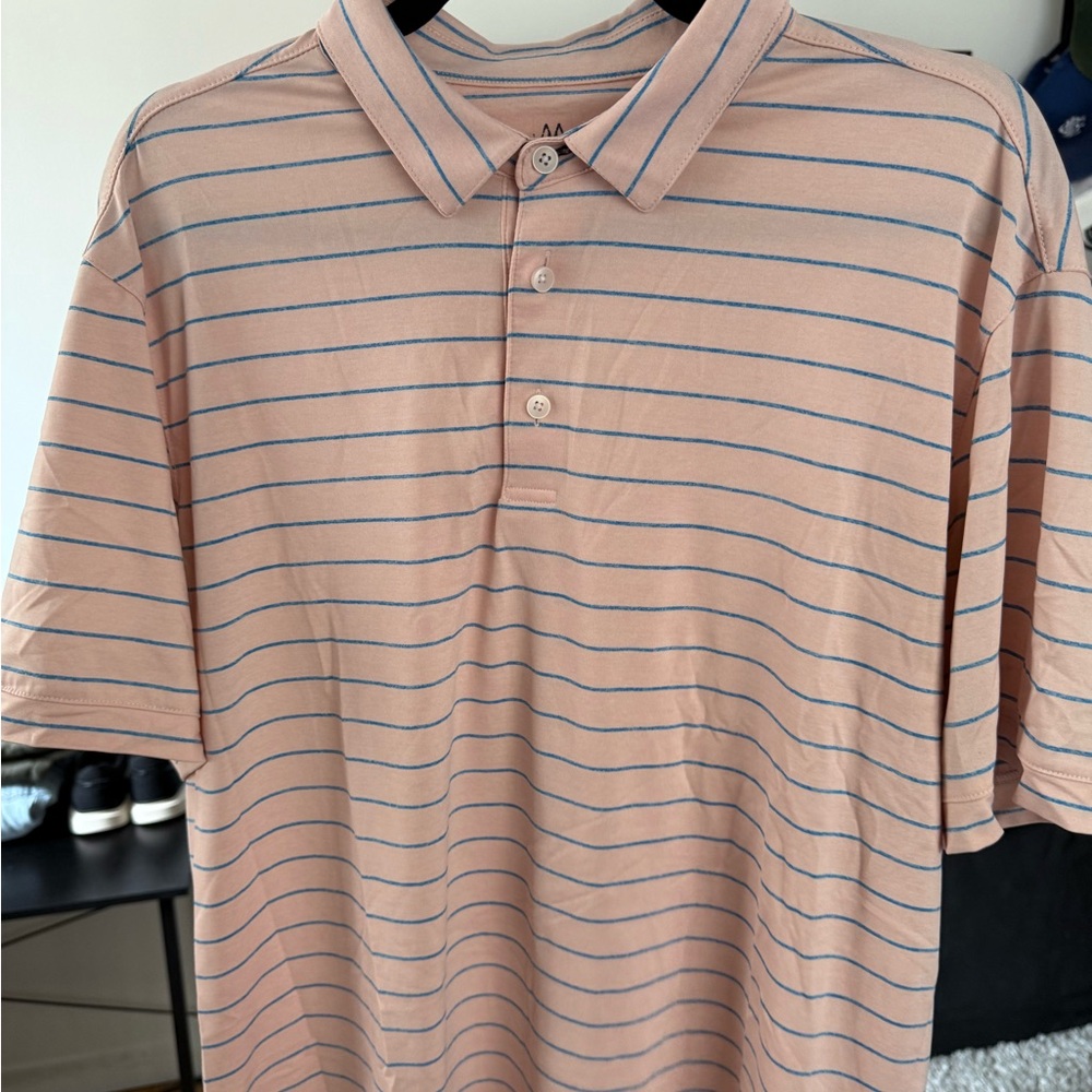 Men's Pink Striped Golf Polo